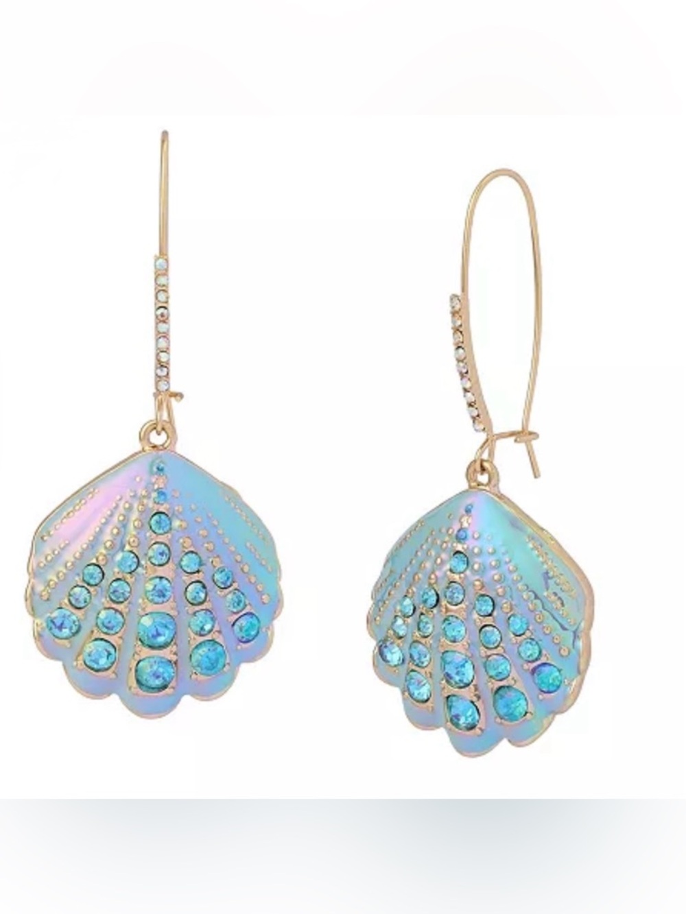 Brand New Betsey Johnson Faux Stone Shell Dangle Earrings